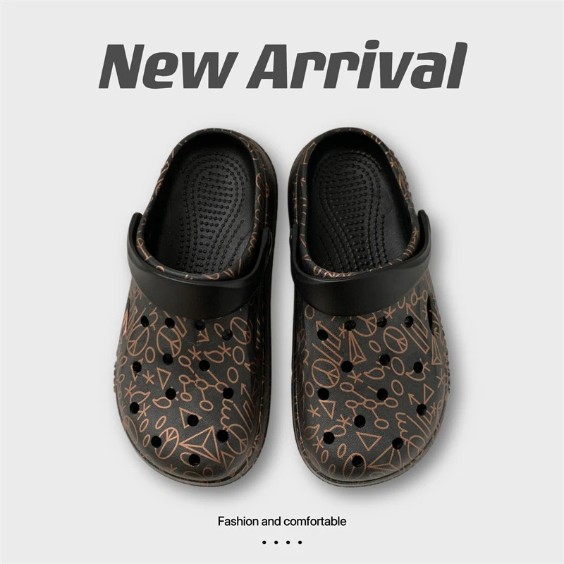 厚底包头外穿拖鞋洞洞鞋女潮流韩版防滑软底沙滩鞋透气休闲凉鞋男