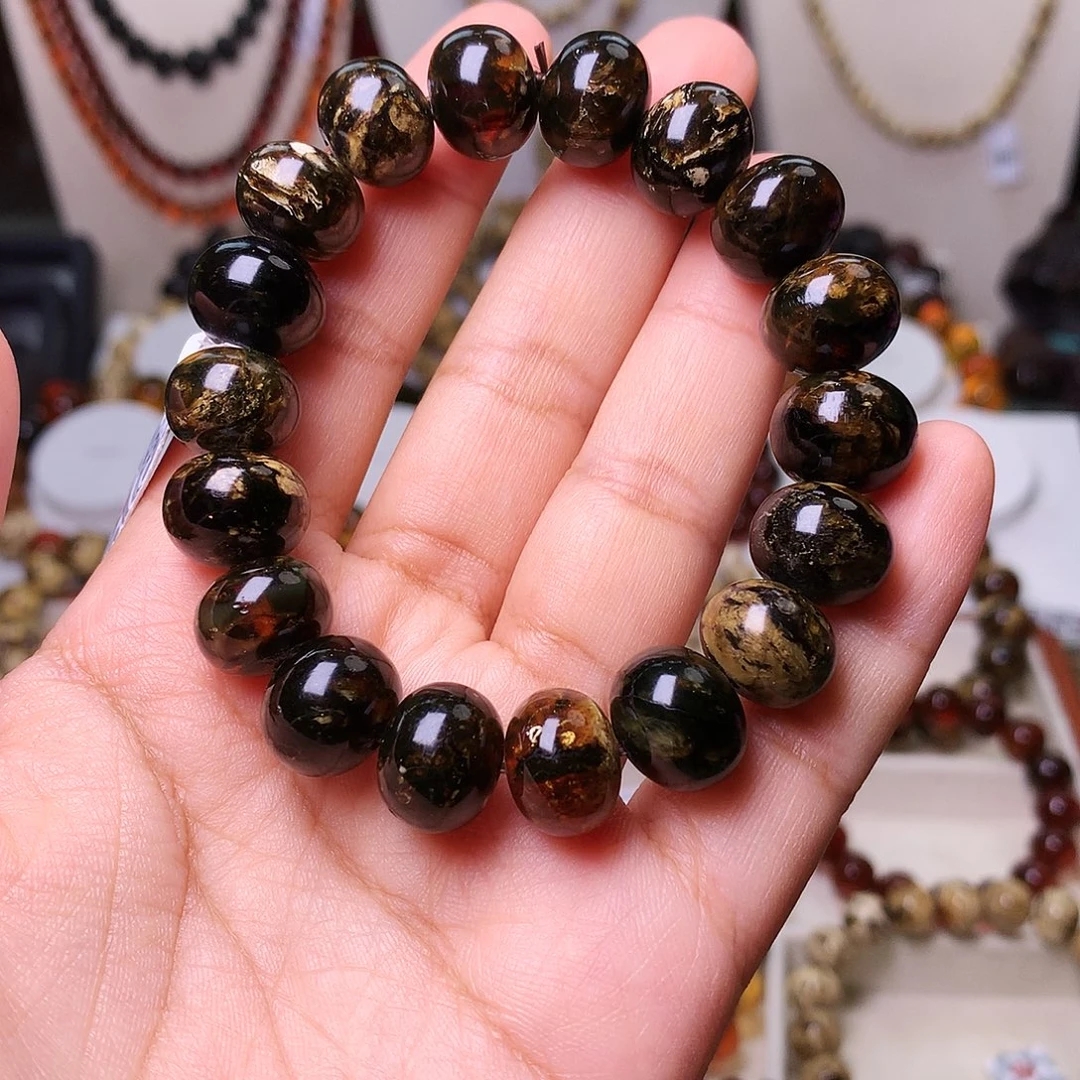 琥珀未镶嵌裸石抚顺琥珀13黑花