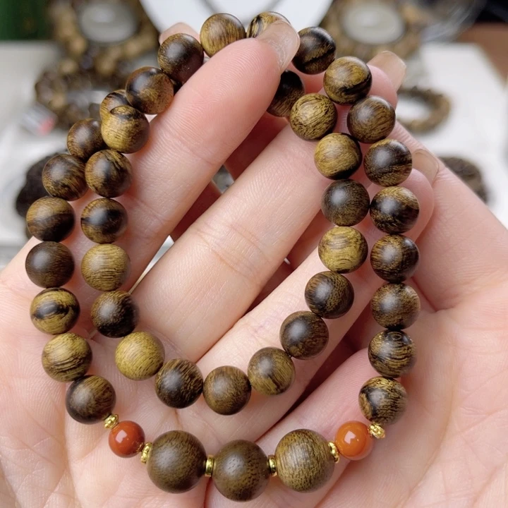 沉香手串越南芽庄白奇楠沉香瘤疤虎斑纹0.8