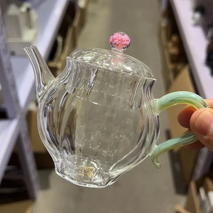 侧把小泡壶 绿凤玉