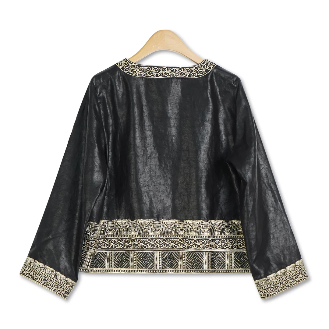 缎龟刺绣黑色外套 新中式国风汉服女装JY-QW91007-1