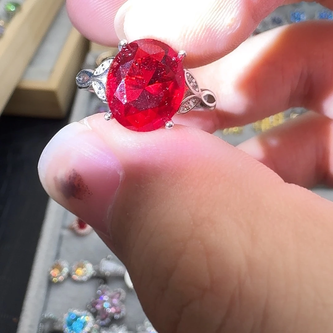 托帕石戒指银S925镶嵌