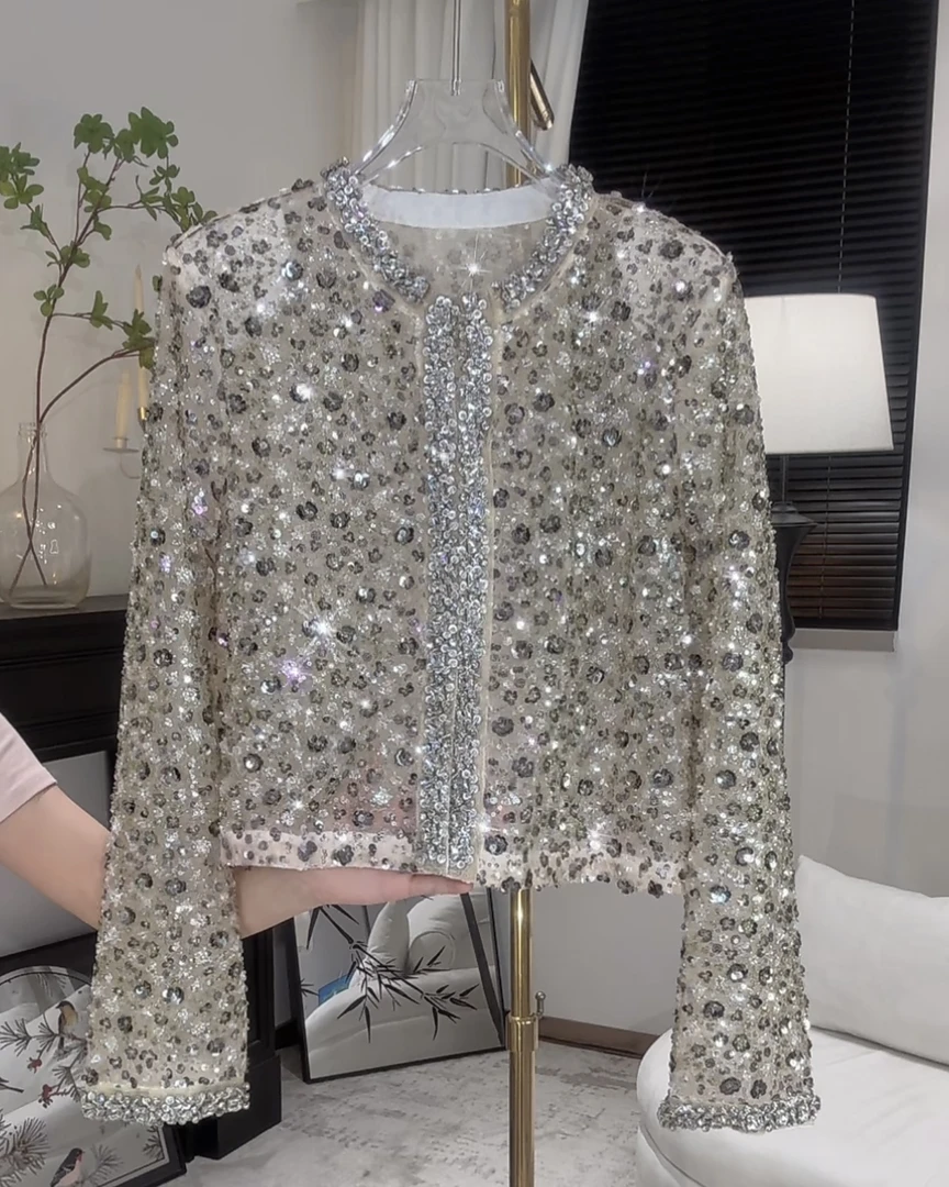 【时光魅影】重工钉珠气质高定长袖外套轻奢洋气