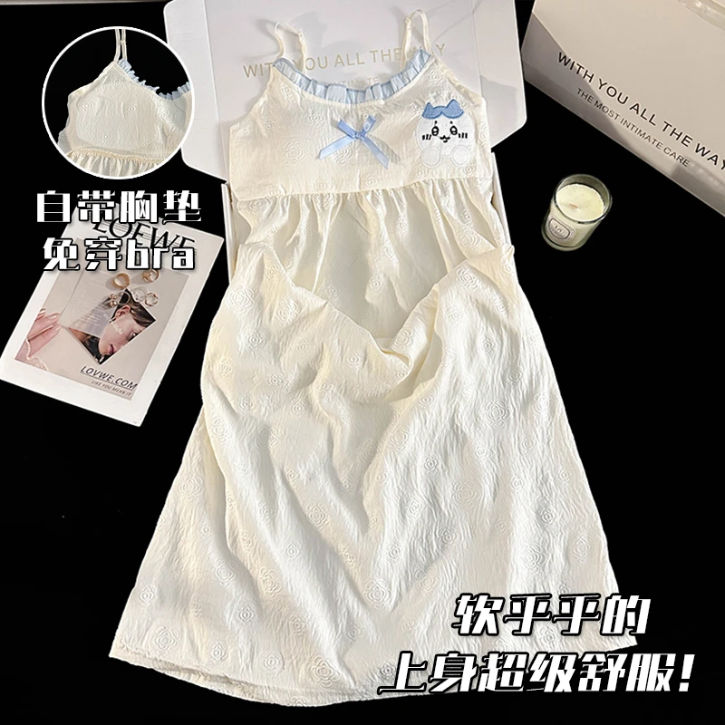带胸垫吊带睡裙女夏季卡通少女性感睡衣2025新款爆款连衣裙家居服