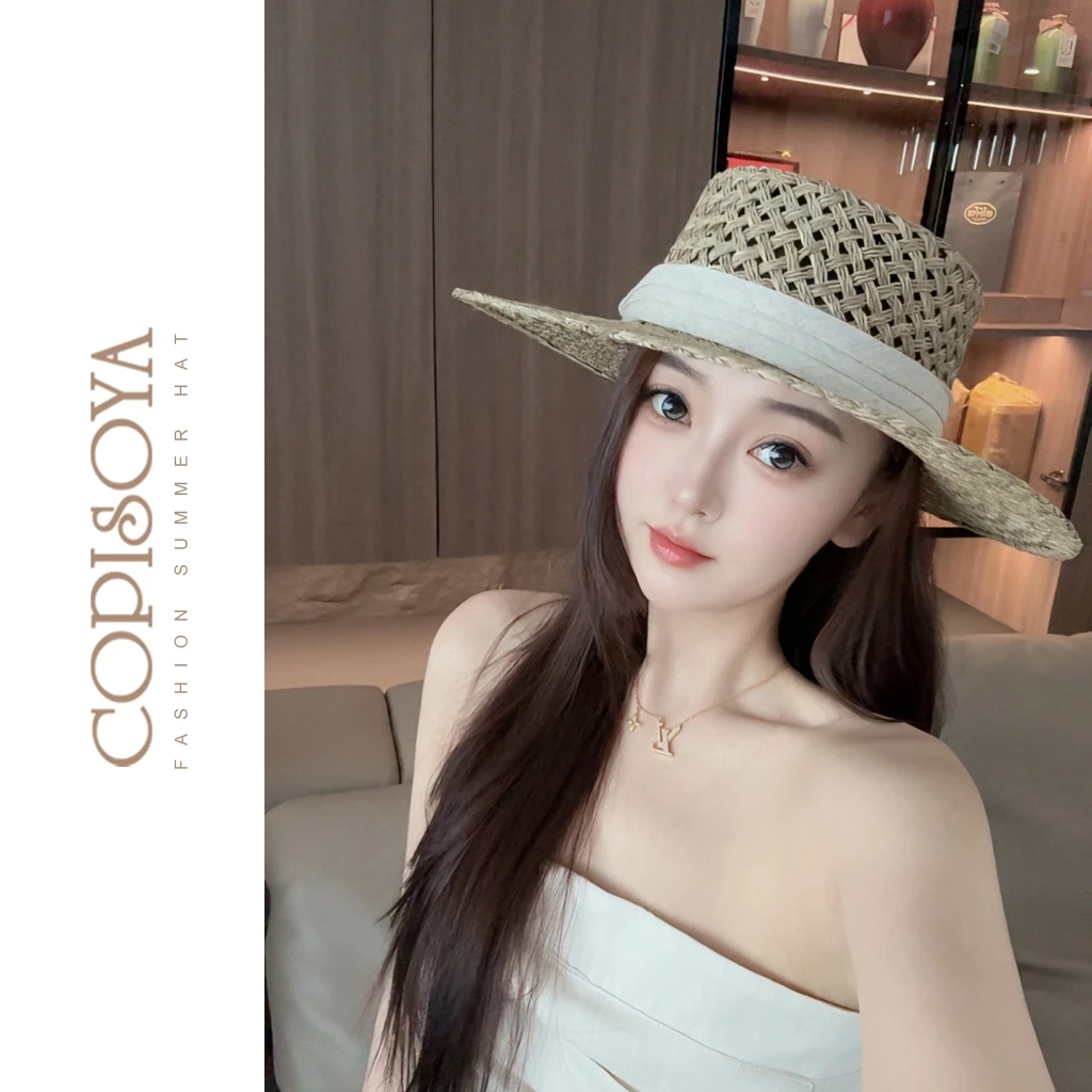 COPISOYA/凯佩詩雅「南法老钱」平顶遮阳夏季空气感天然咸草帽XM239