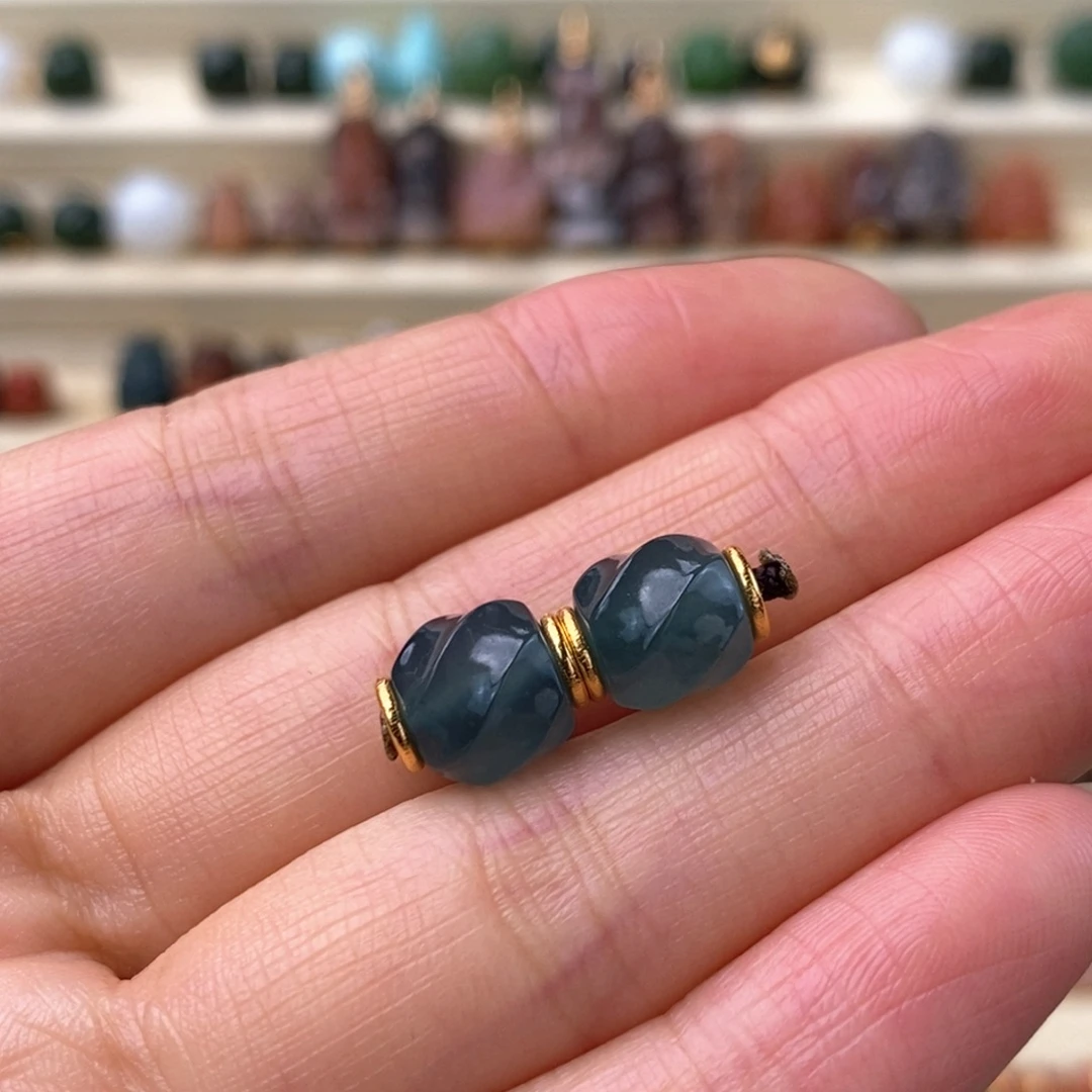 翡翠18K金镶嵌颈饰对珠