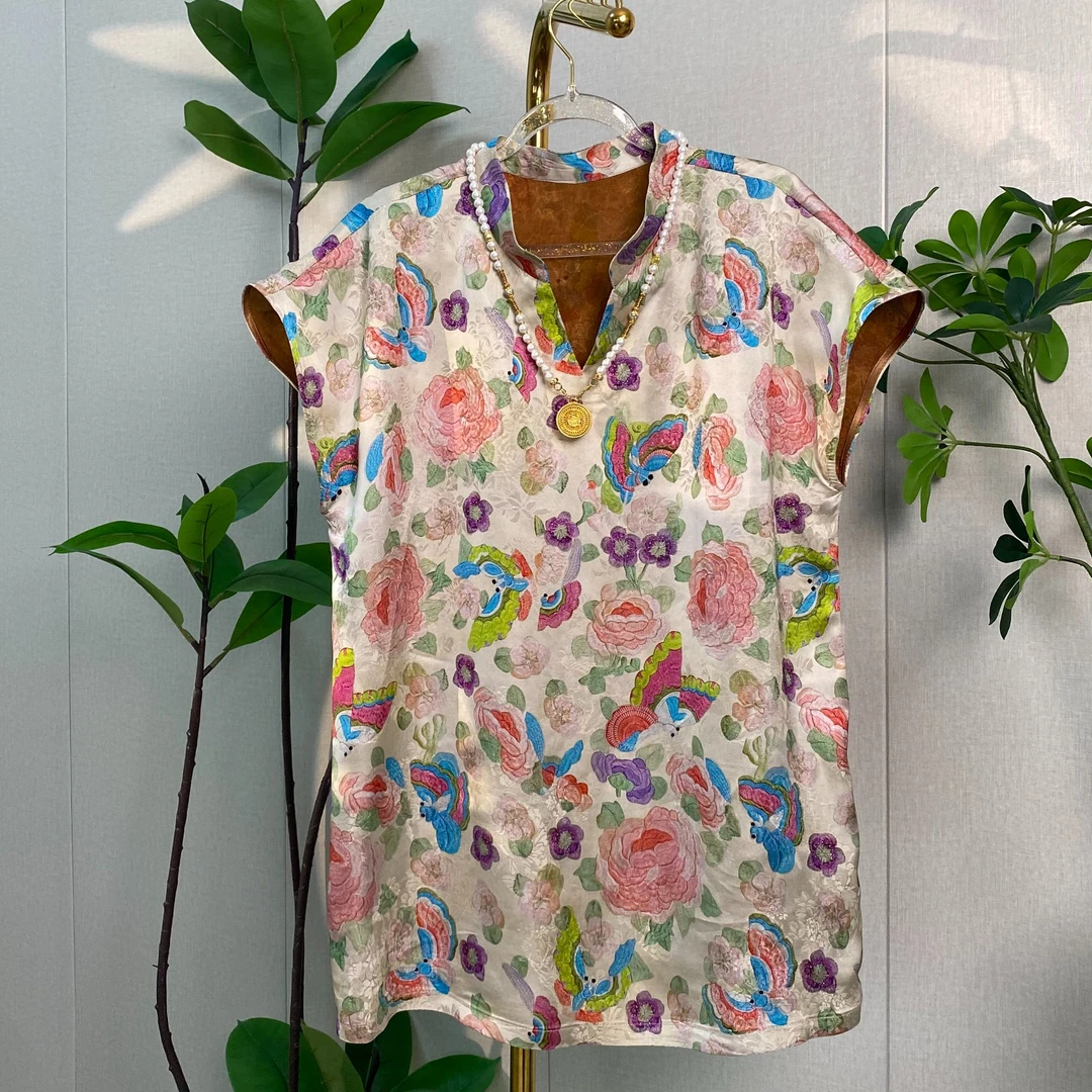 【花开富贵】2025夏季新款新中式国风中长款葫芦提花飞袖奥黛女上衣