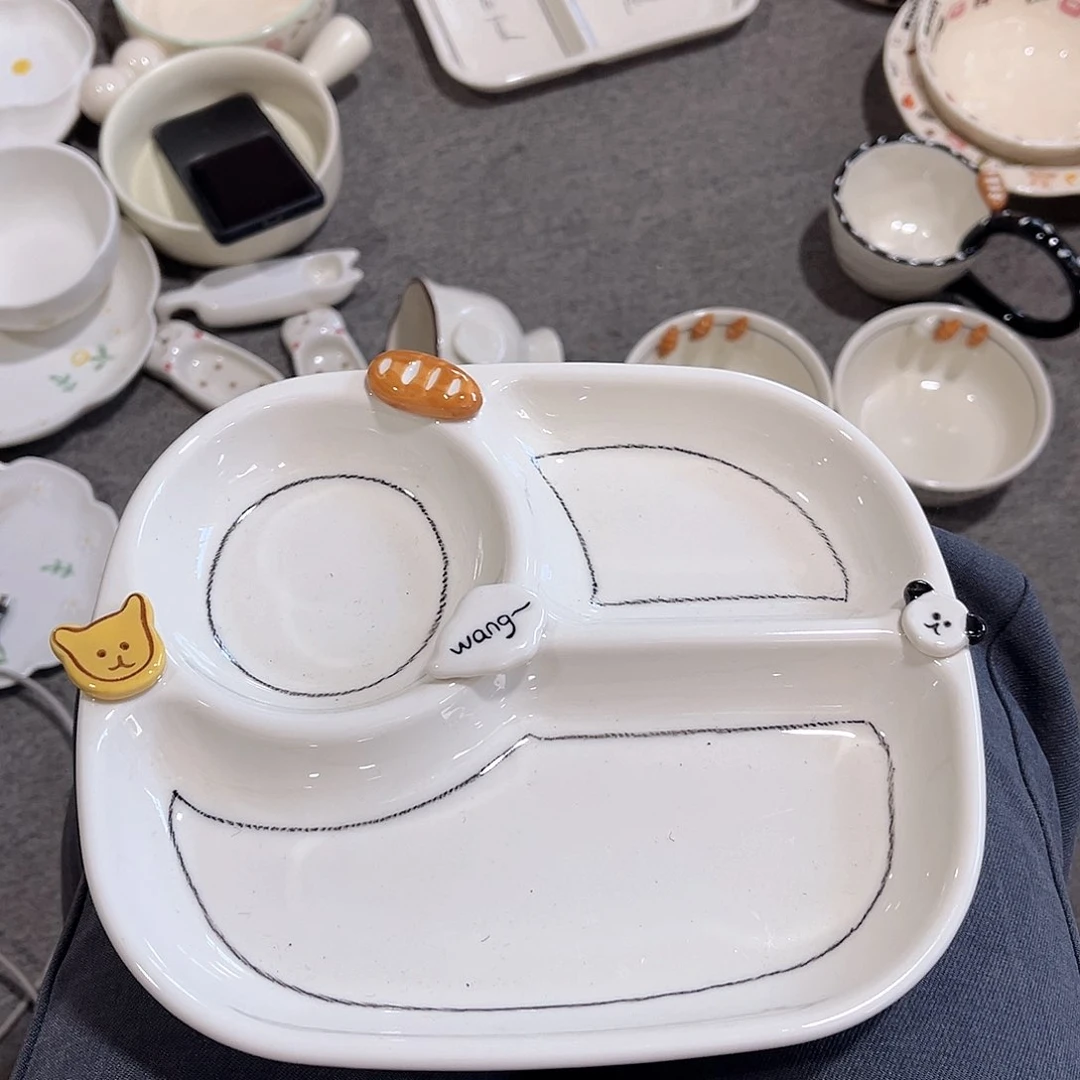 纽扣小狗分餐盘陶瓷餐具