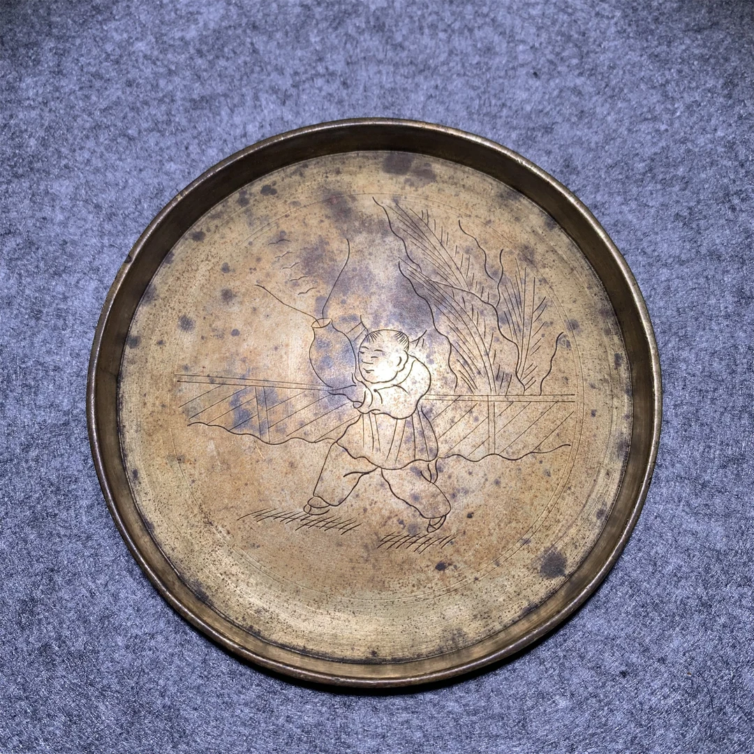 晚清民国白铜香盘/山东省传承文物商店库出123004