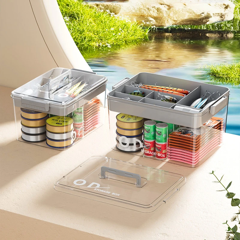 高透PET家用收纳箱大容量加厚车载钓鱼箱鱼线鱼钩无异味收纳盒