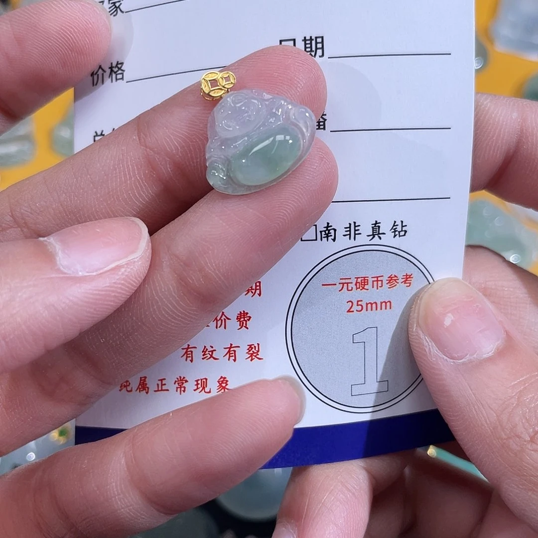 翡翠挂件18K金镶嵌用****3佛公
