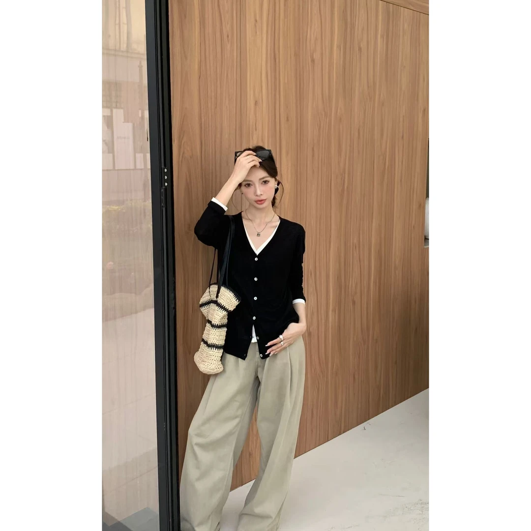 【福利】闰熙4-假俩件拼接开衫上衣#4209