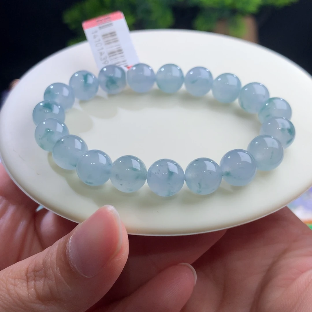 未镶嵌手串翡翠冰胶蓝底飘蓝花卡10