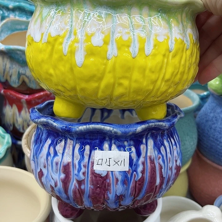 多肉绿植陶瓷花盆9.9包邮，有孔