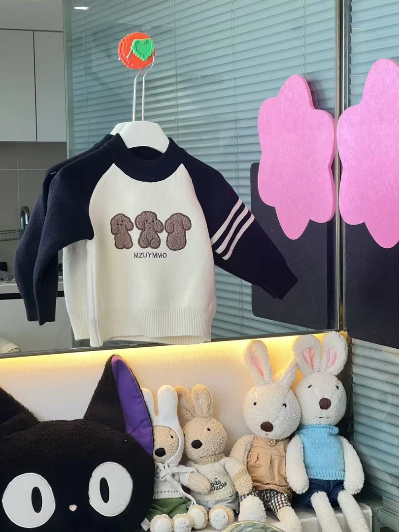 休闲常规款拼色针织衫毛衣加厚加绒韩版加绒加厚款