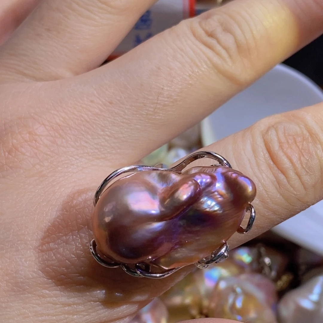 银S925镶嵌淡水珍珠微瑕