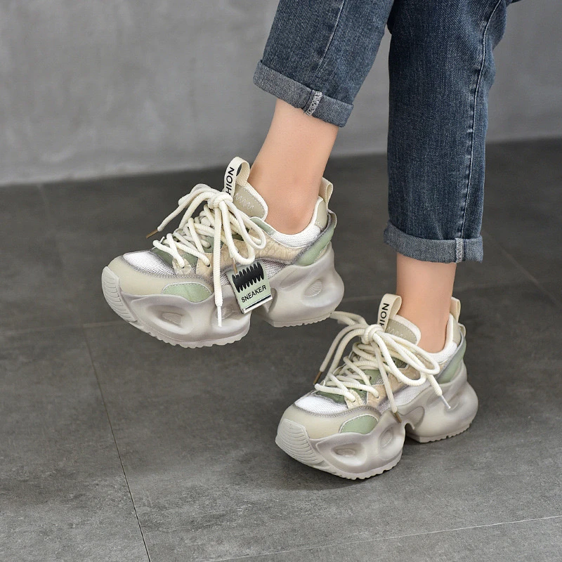 2025新款春季网红拼色休闲复古风小众老爹鞋增高女鞋撞色潮鞋时尚