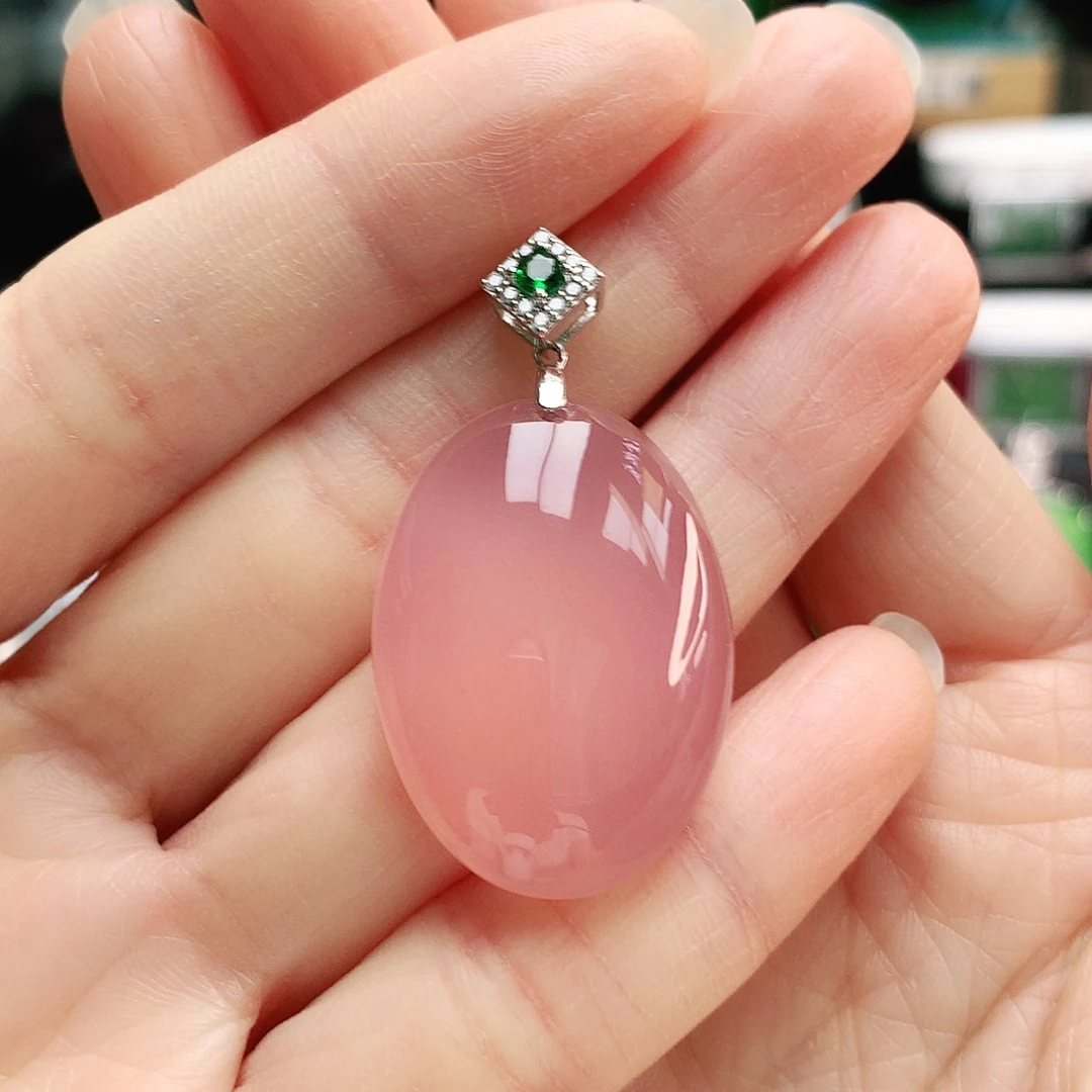 玛瑙/玉髓银S925镶嵌吊坠