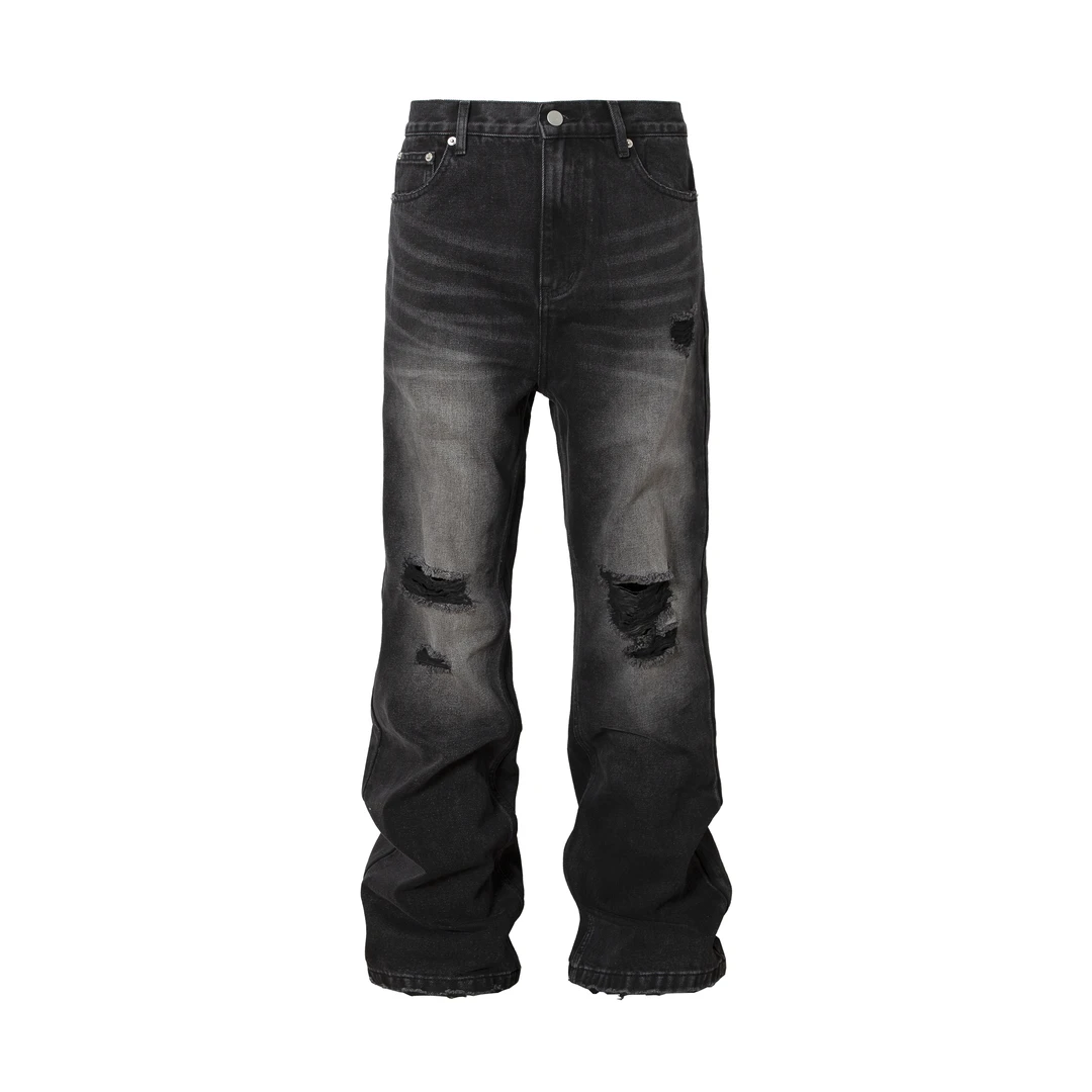 SHELUVME 做旧水洗破坏微喇牛仔裤 BOOTCUT JEANS