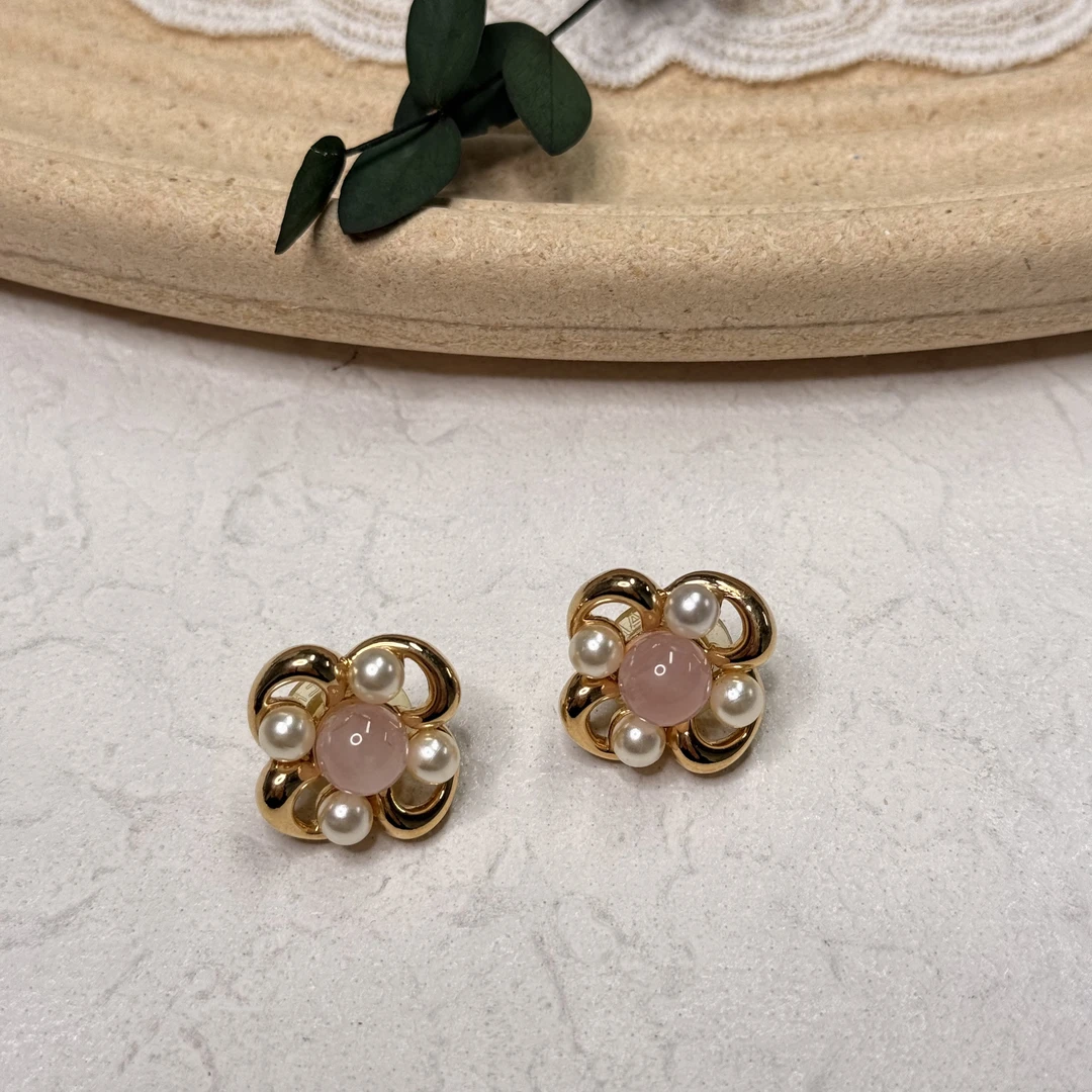 铜合金琉璃耳饰 【六六中古】孤品复古精美耳钉th6549