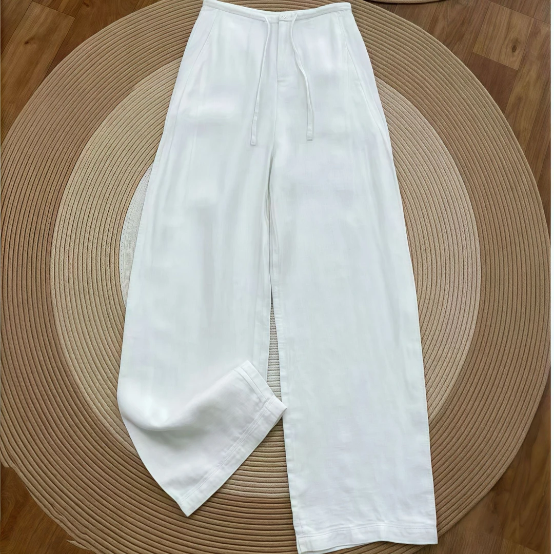 【正品亚麻】17支双股纱线法国雨露亚麻劳拉风休闲阔腿裤