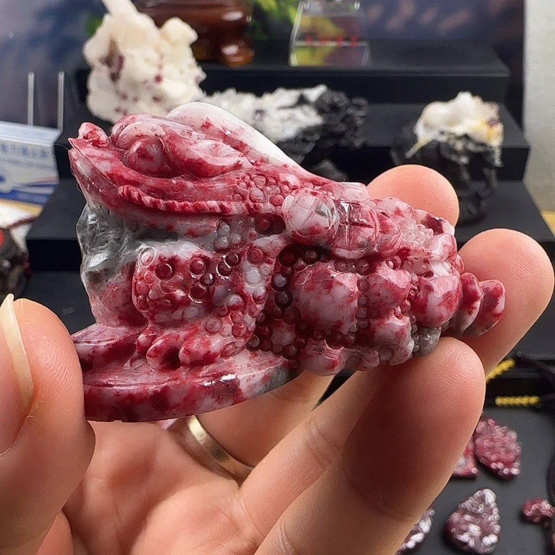 美***鱼天然辰砂2026头款满红金蟾小摆件