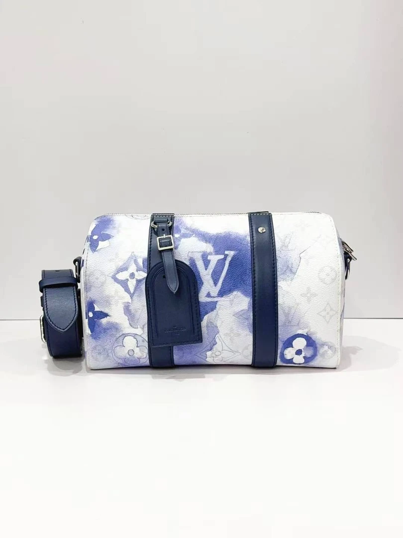 99新 LouisVuitton/路易威登 限量款水彩墨晕染 keepall27 斜挎包