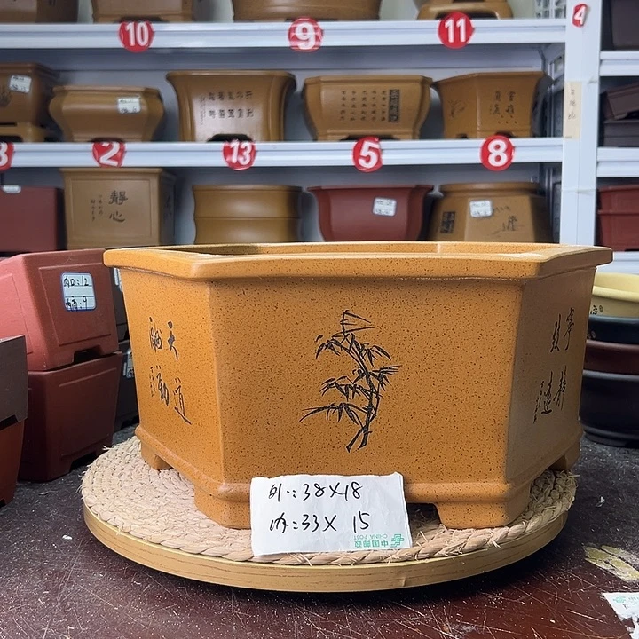 紫砂花盆蛇年大吉