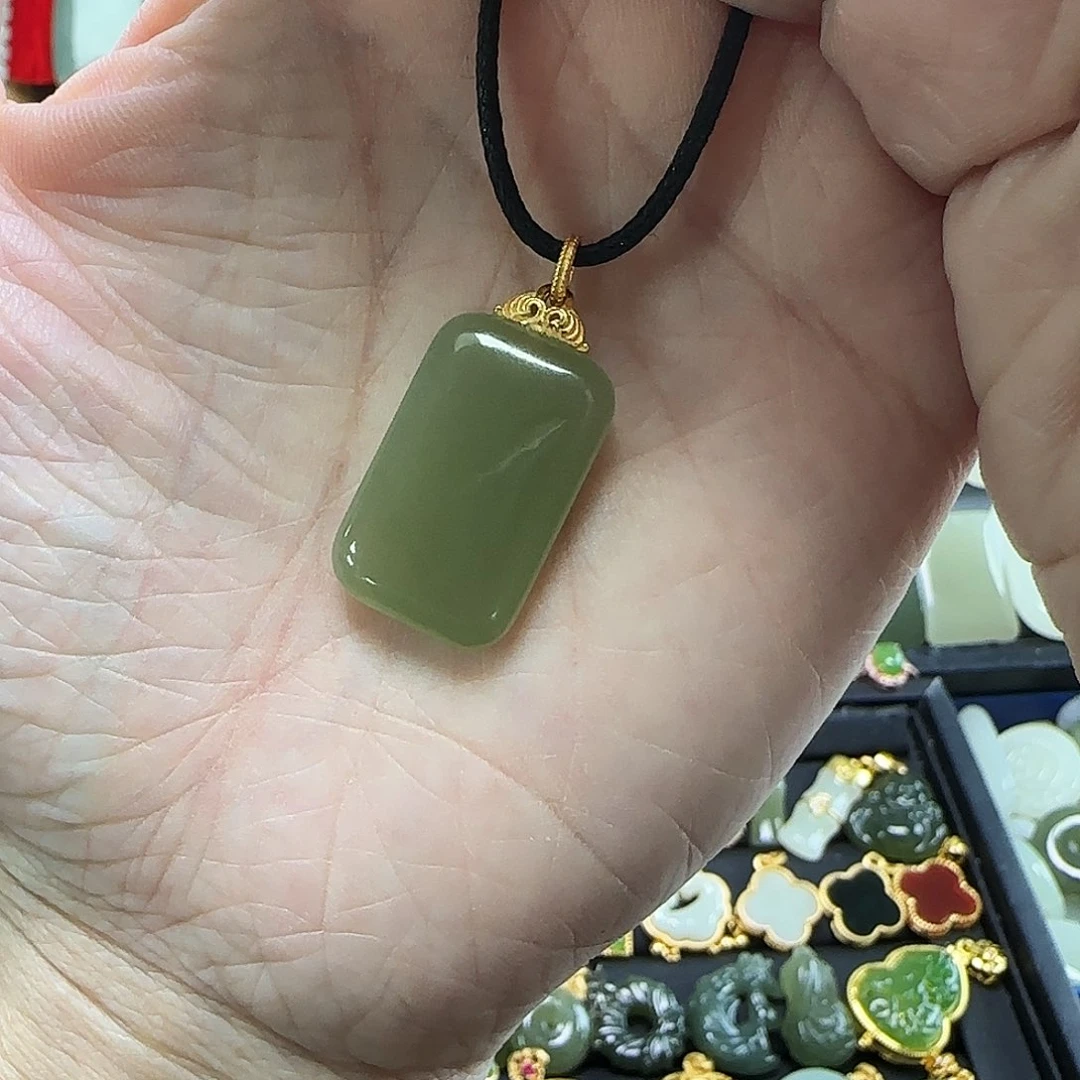 吊坠(不含链)银S925镶嵌和田玉