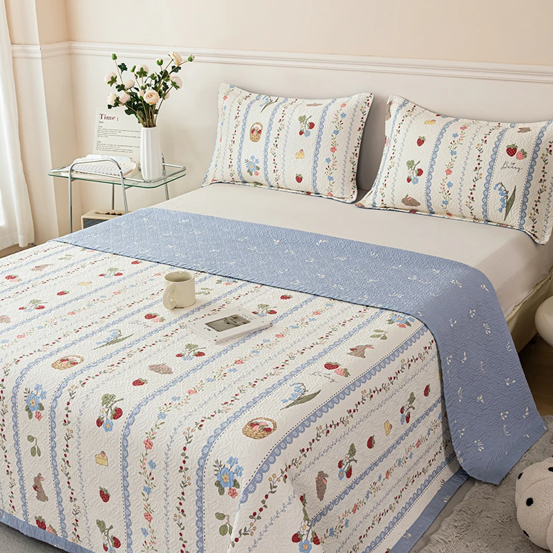 全棉高端棉花双面纯棉花床盖单件绗缝防滑床单被套铺盖三四件套