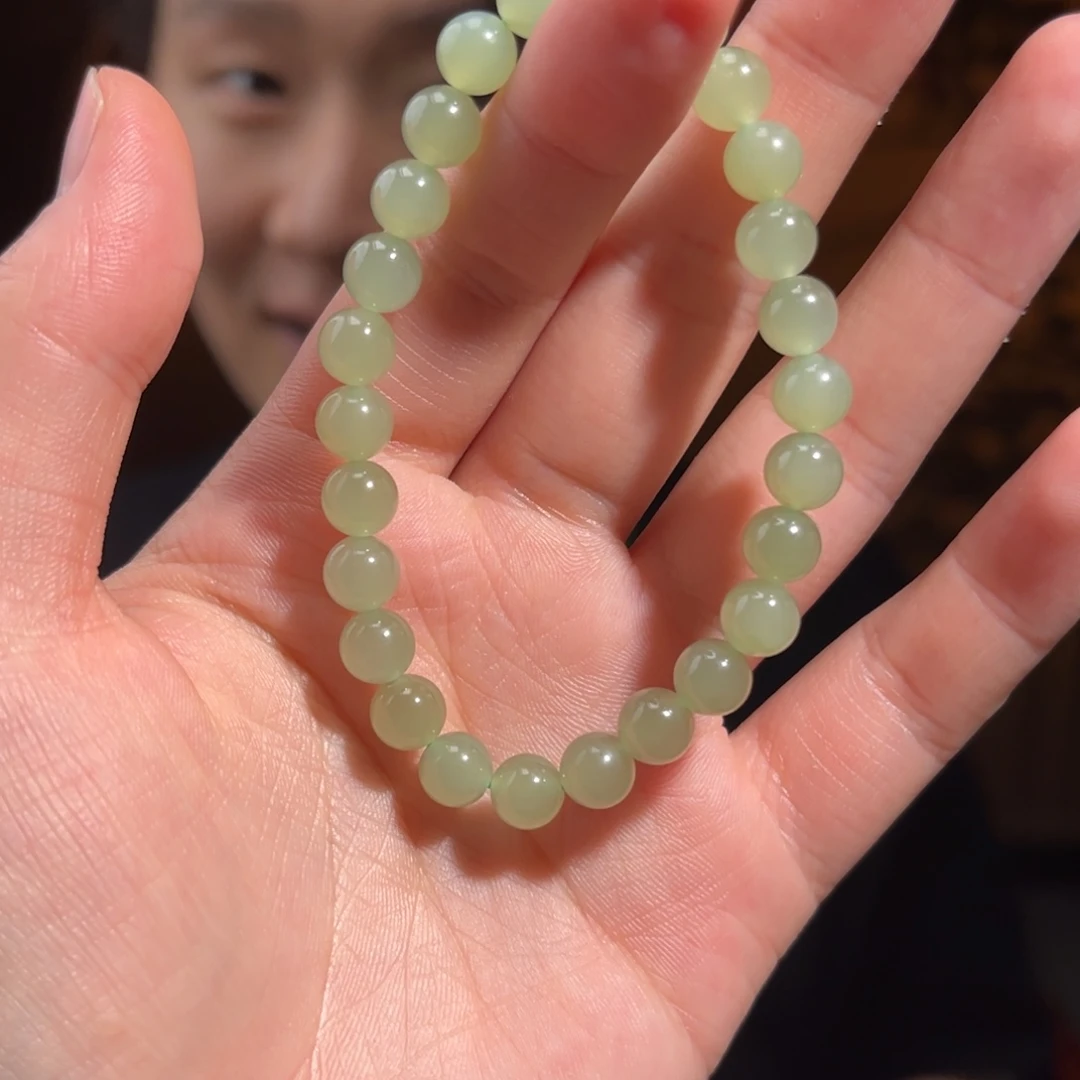手串未镶嵌和田玉湖水绿7mm99