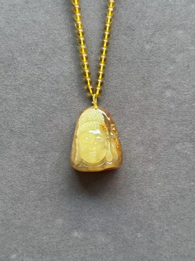 158天然原矿原皮蜜蜡问佛