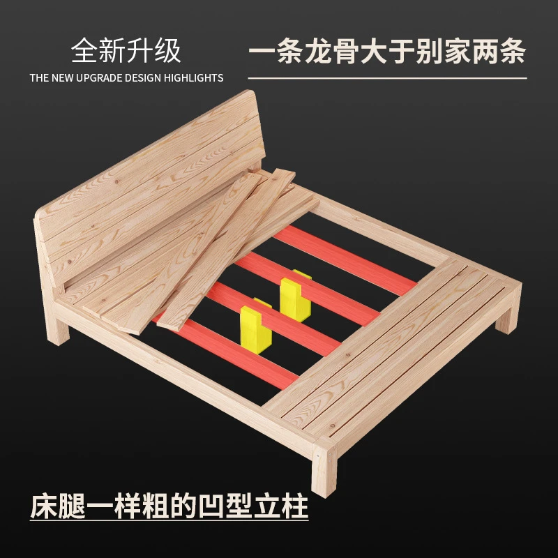 1.5米宿舍双人实木床经济型现代简约1.8m出租房简易单人床1.2床架
