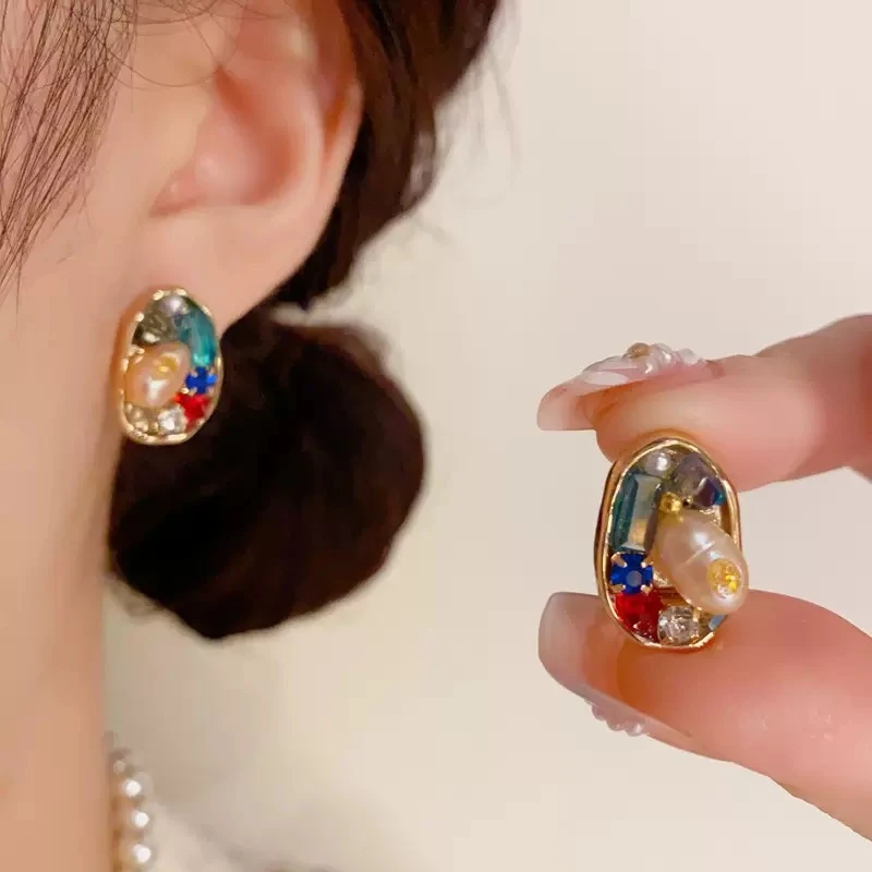 合金耳饰 耳饰耳钉精致蓝色轻奢小众高级感百搭耳饰气质轻奢款