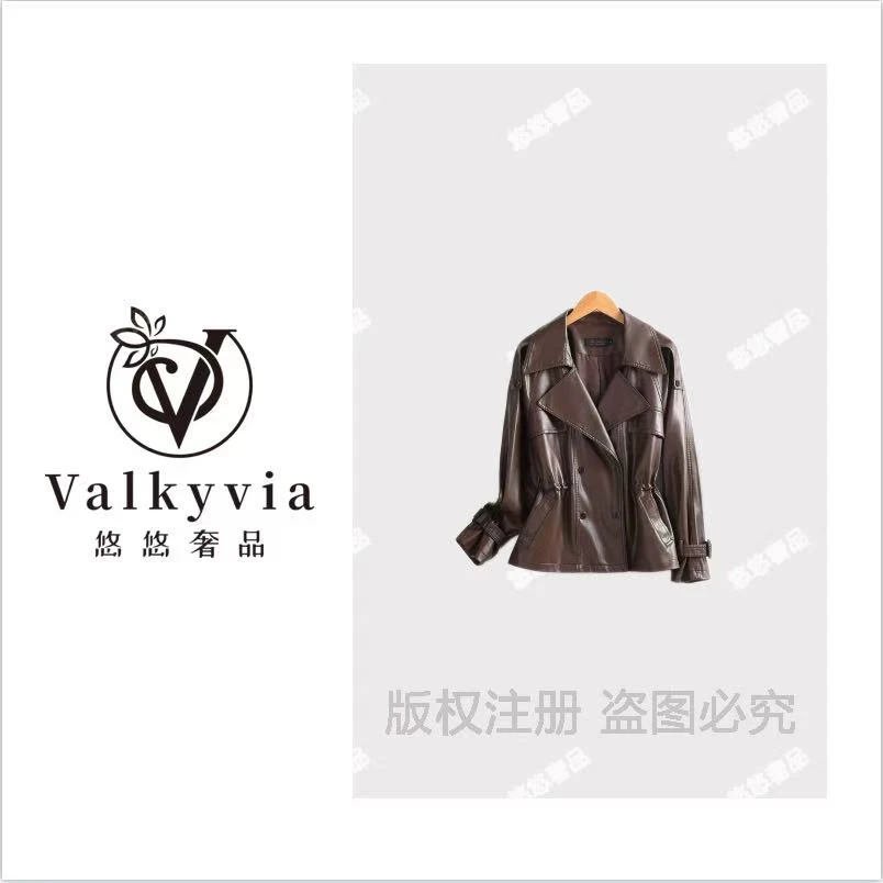 【Valkyvia/悠悠奢品】新款系带皮衣夹克外套