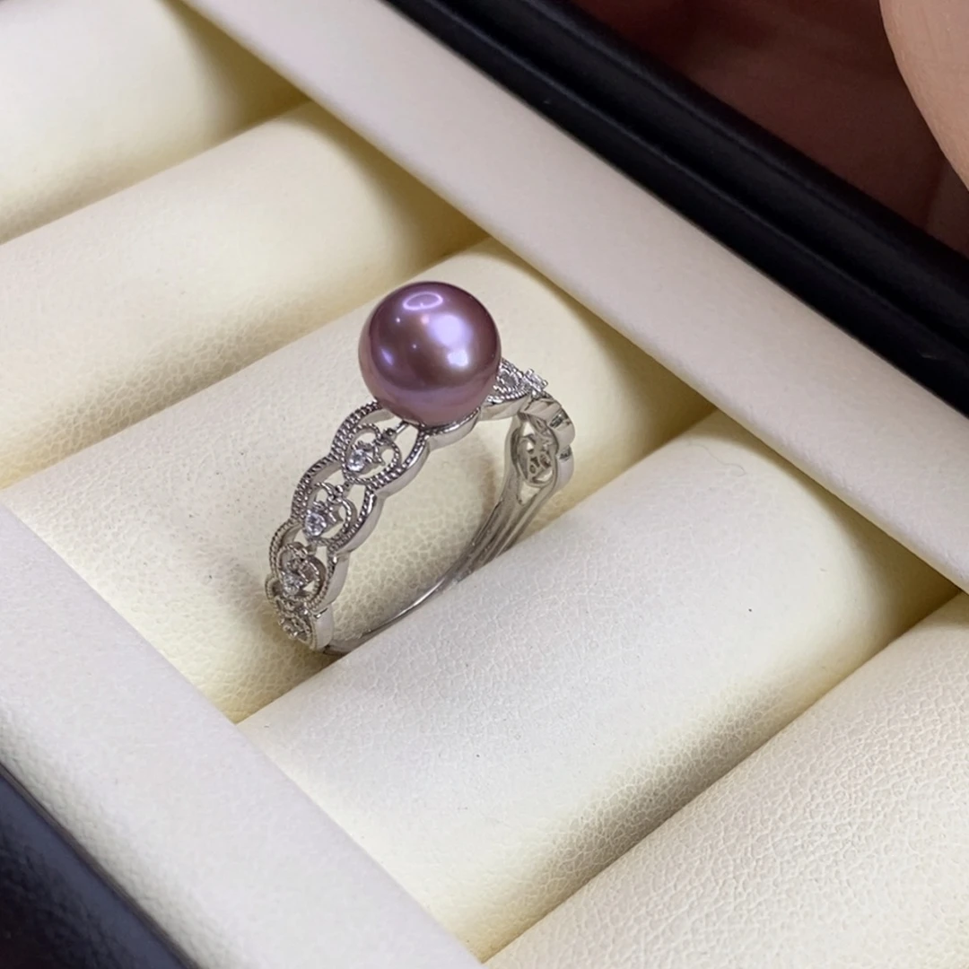 戒指银S925镶嵌淡水珍珠