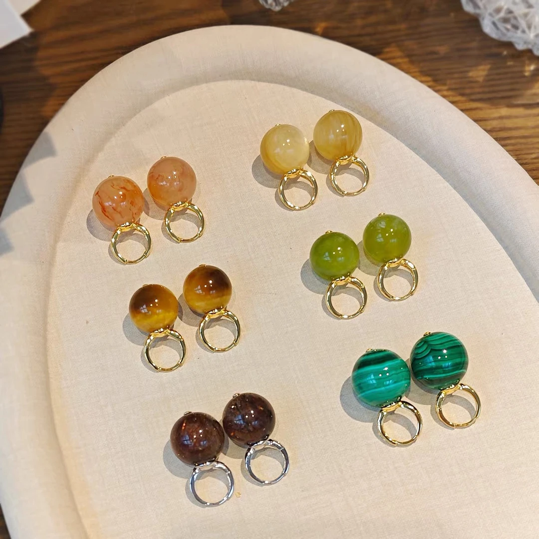 0090彩色耳环球形圆珠耳扣（单只价 多样性发其一）