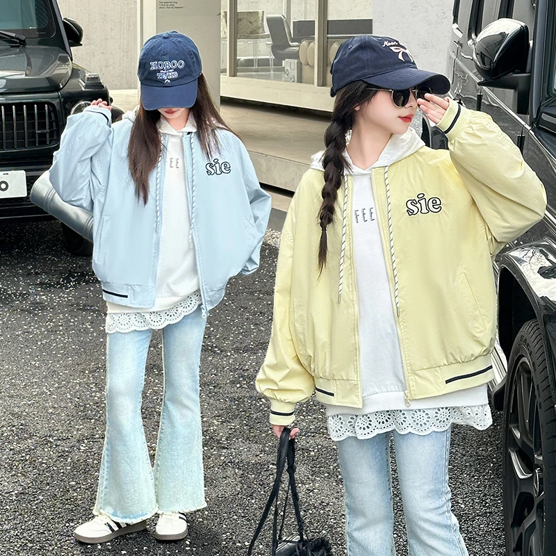 女童外套春秋款2025新款洋气中大童儿童学院风休闲春季棒球服上衣