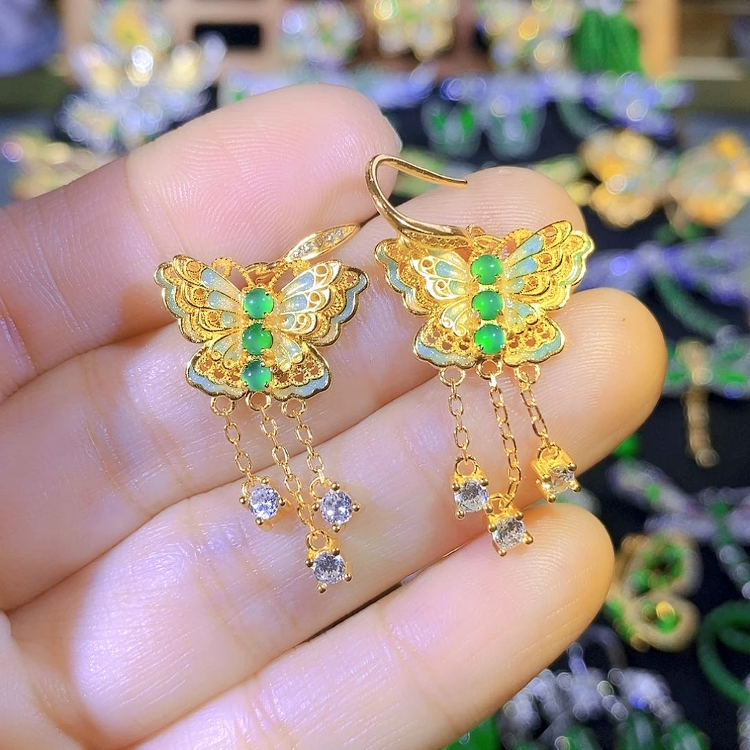 吊坠(不含链)银S925镶嵌翡翠