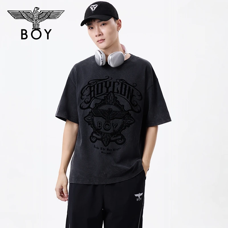 BOY25新款夏季情侣款黑色时尚潮牌街头休闲短袖T恤N01135
