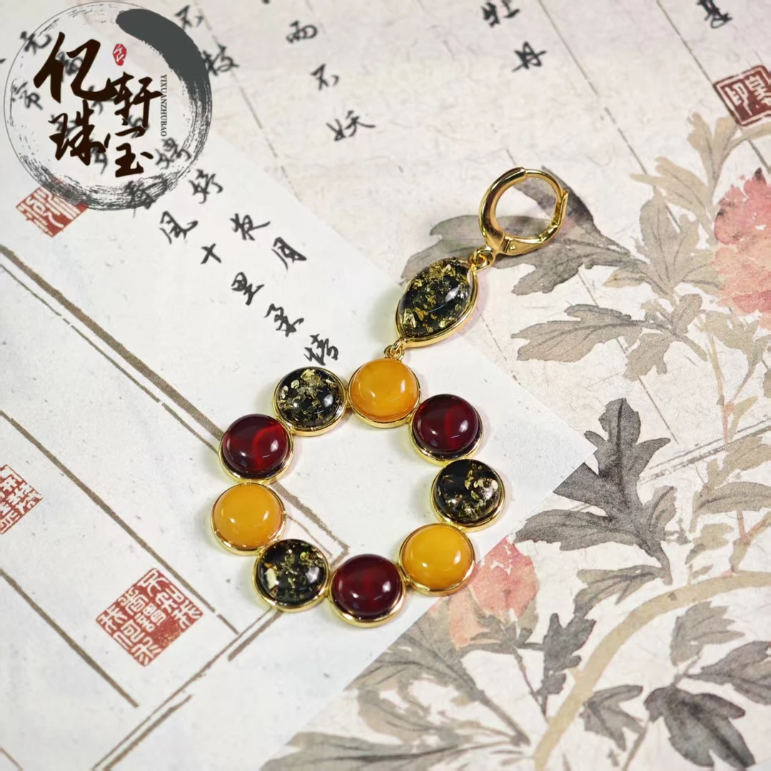 【亿轩珠宝】BL022509欧版蜜蜡多宝银镶蛋面挂件
