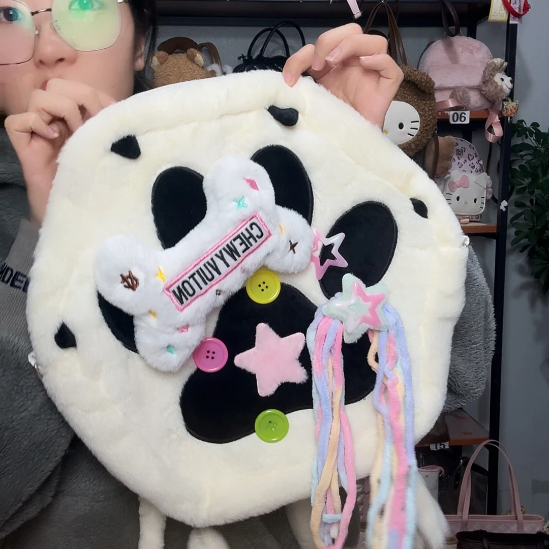 织物毛绒爪子包包双肩包