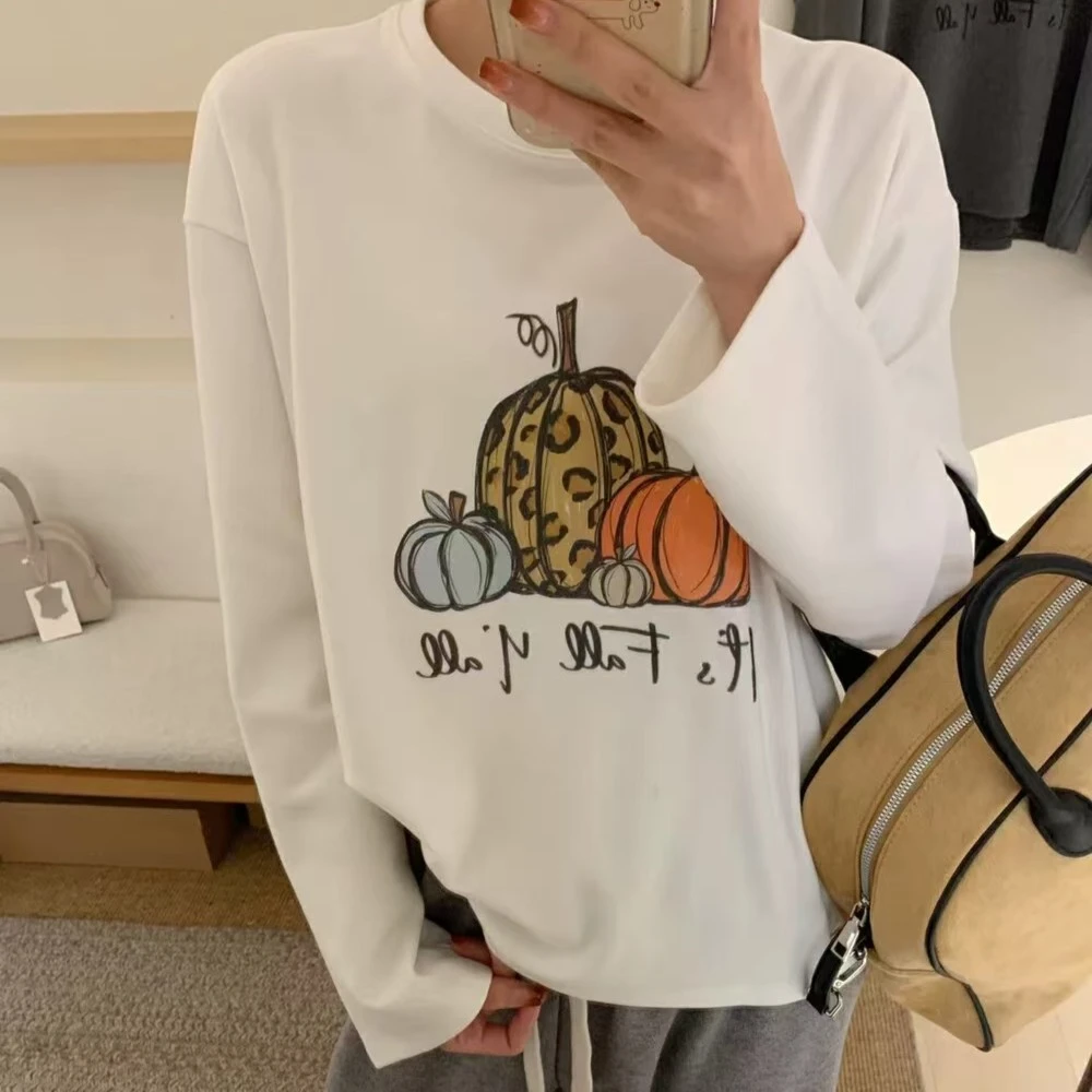 加绒保暖·外贸品质【数码印南瓜】长袖搭显瘦保暖24217