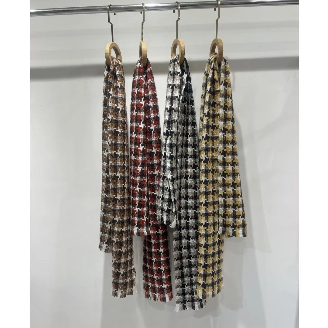 【1-16】羊绒千鸟格轻缩绒围巾 CB24102