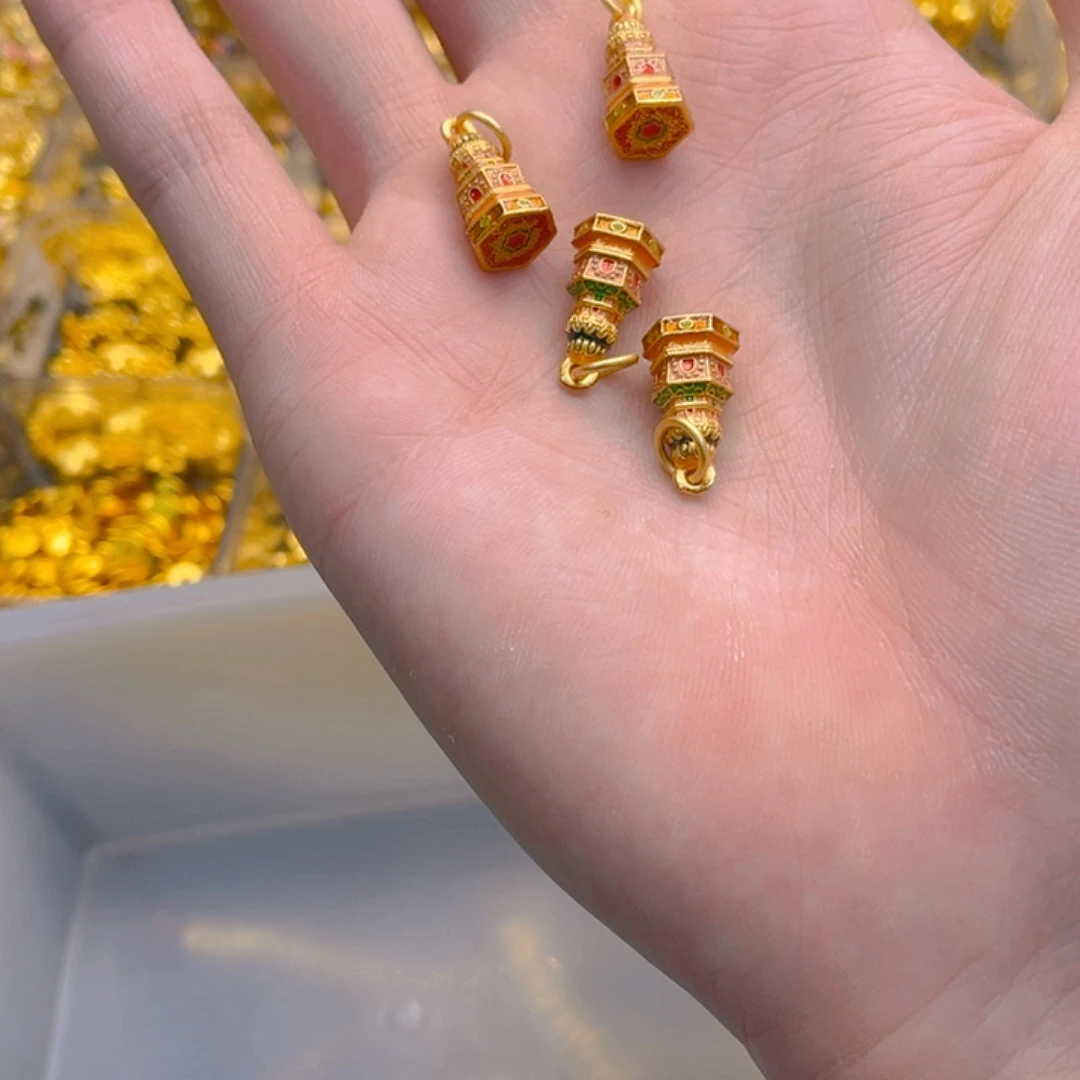 锆石铜合金珐琅彩佛塔1个