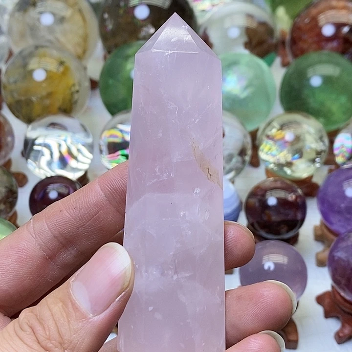 水晶粉水晶柱子未镶嵌心****镜