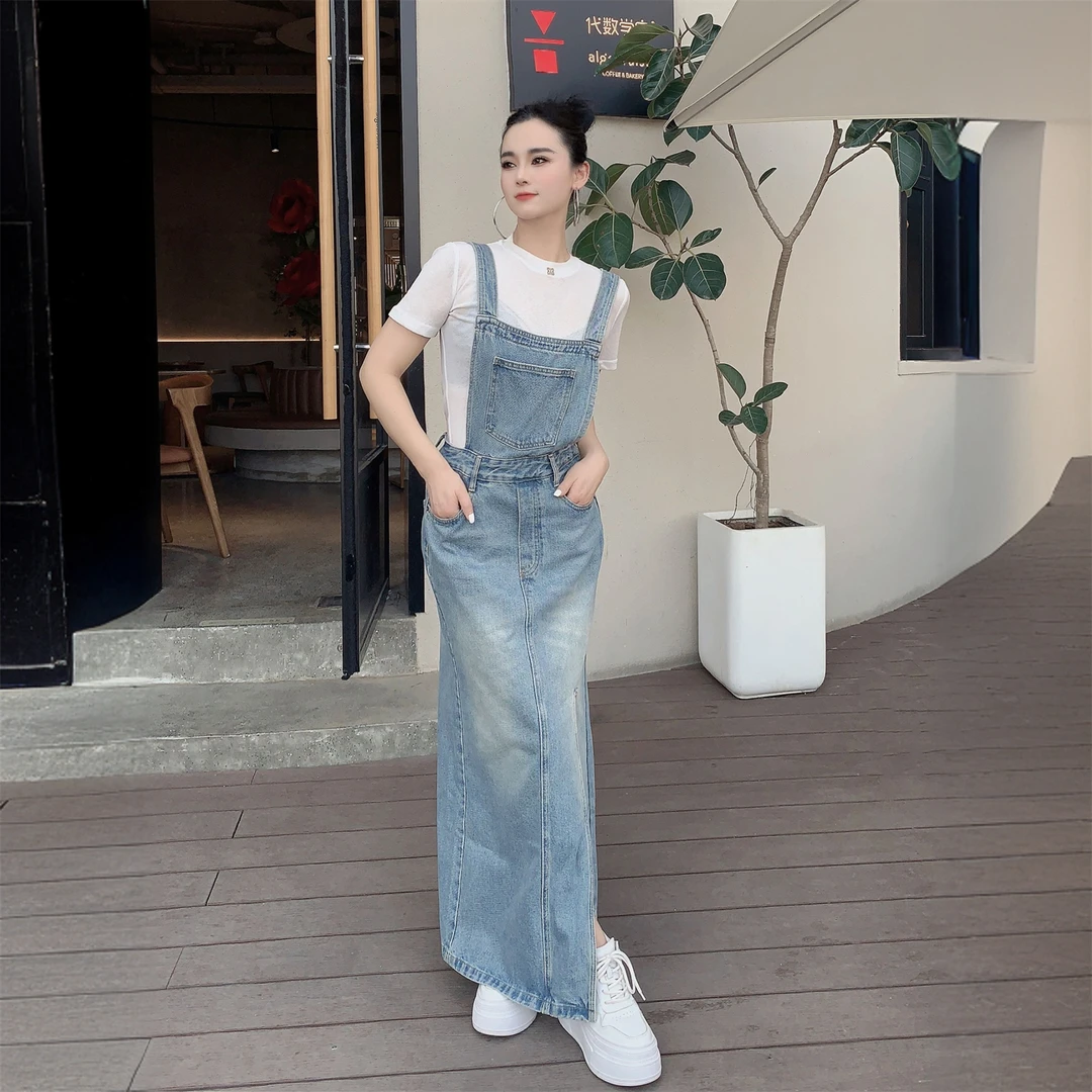 2025春夏新款牛仔背带裙休闲气质小个子韩版显瘦外穿吊带连衣裙女