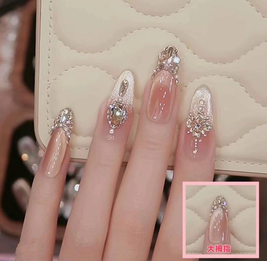 【维纳斯金纱】时尚清新纯欲高级感成品穿戴式手工美甲显白气质