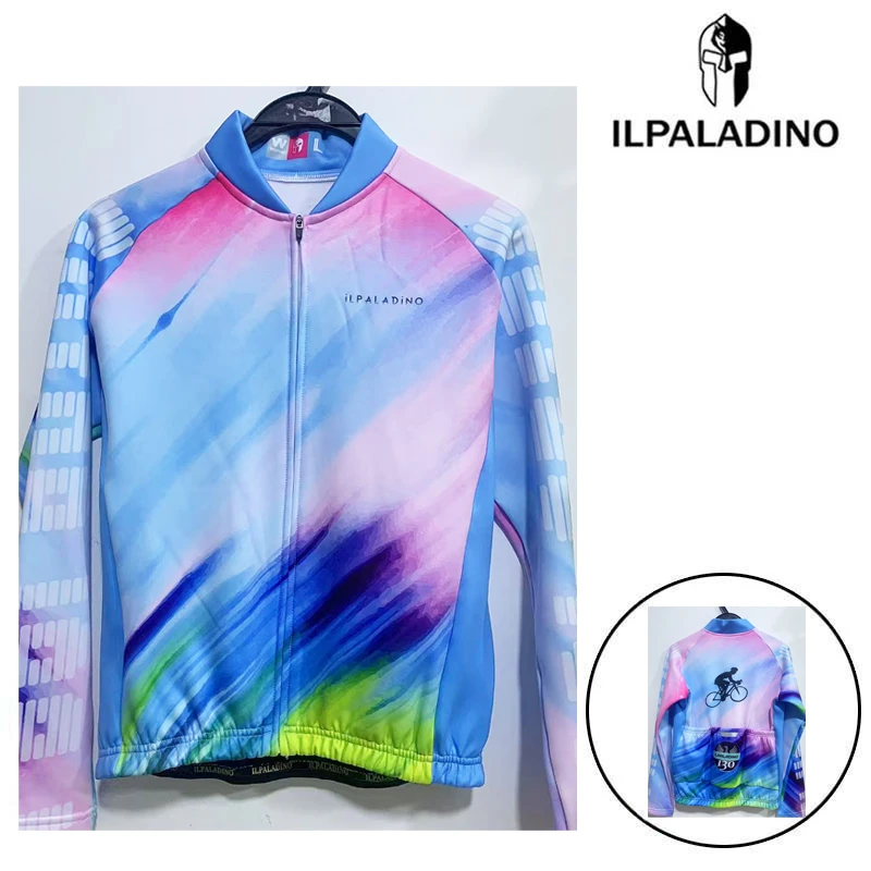 SQ 242长版【粉蓝炫彩抓绒长袖女士】ILPALADINO骑行服长袖春秋冬