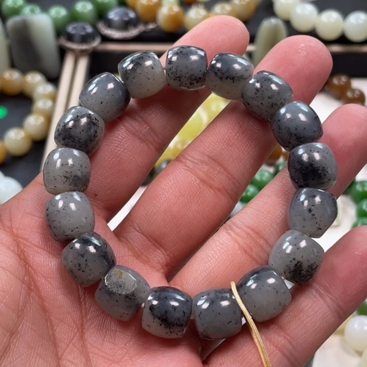 未镶嵌手串和田玉新疆青花卡12直切